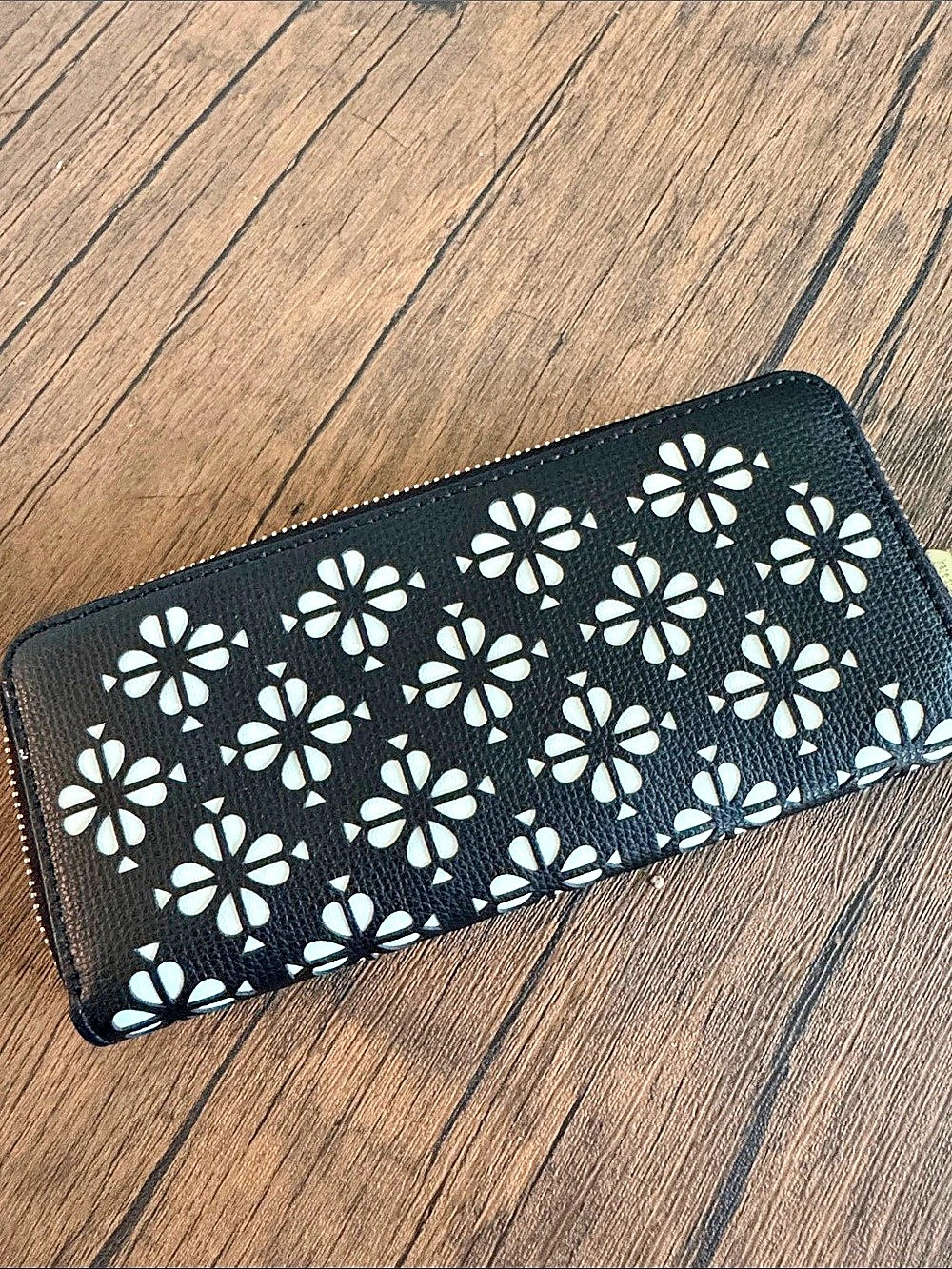 kate spade new york Black & White Zip-Around Wallet